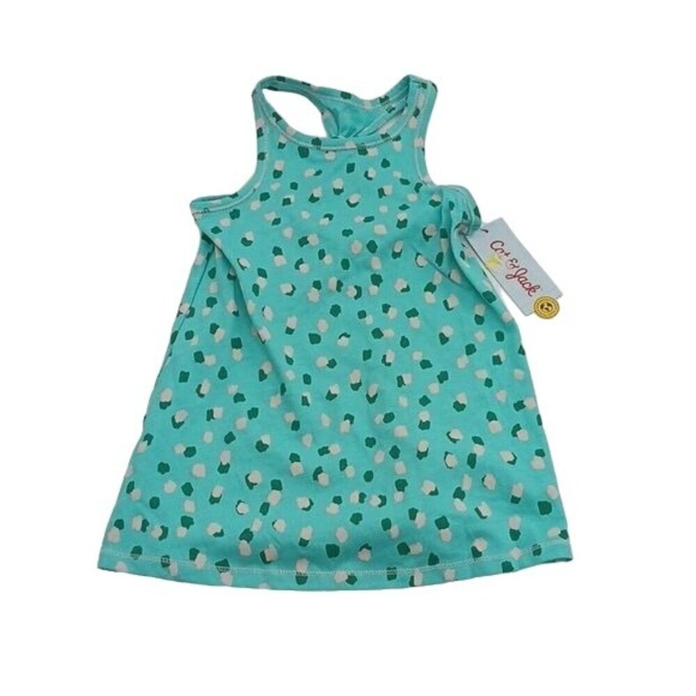 Cat & Jack Tank Top Girls 2T Aqua Green Polka Dot Sleeveless Casual Playwear
